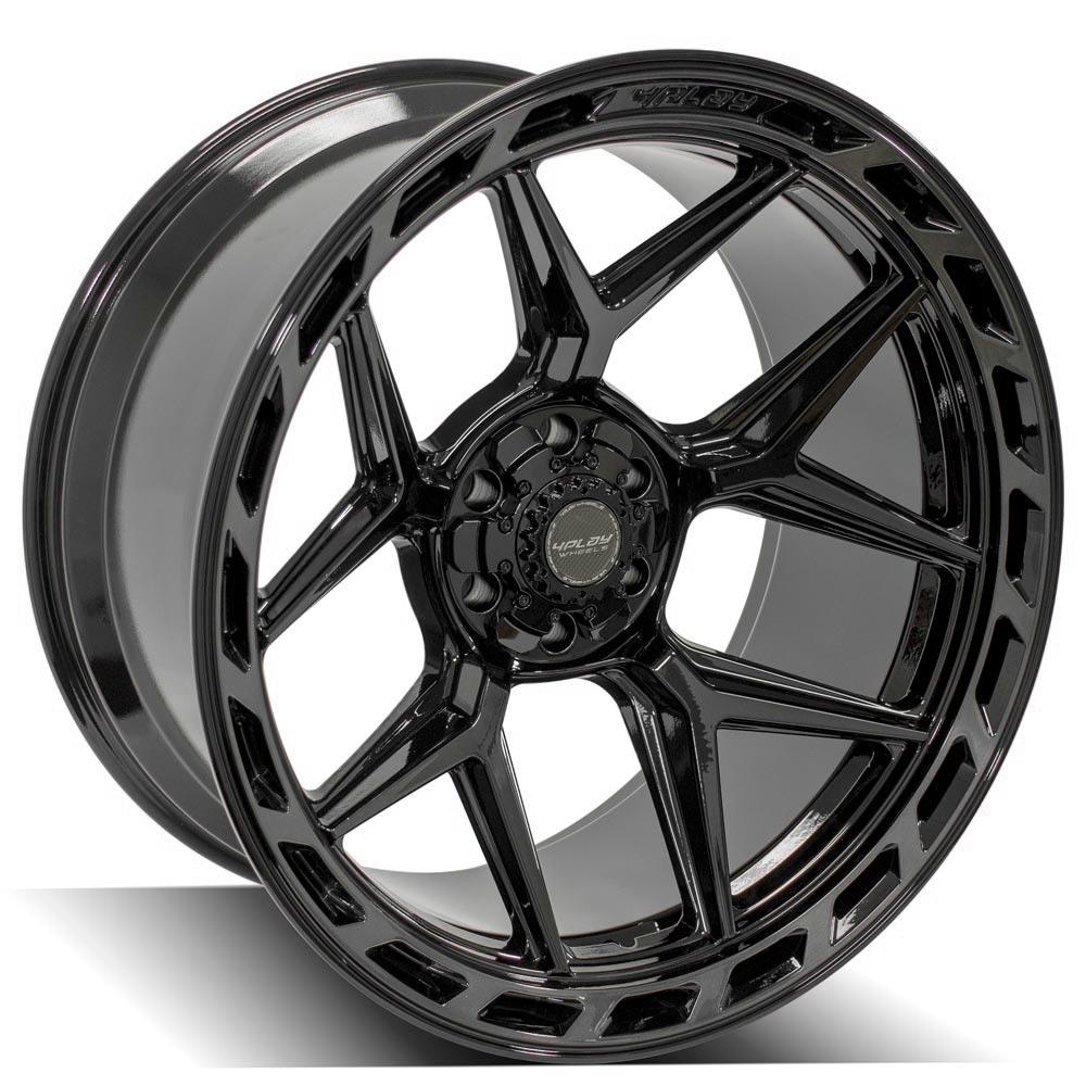 SET OF 4 WHEEL & TIRE PACKAGE | 4Play 4P55 20x10 -18 6x135/6x139.7 Gloss Black Brushed | 33x12.50R20 SureTrac Wide Climber R/T I