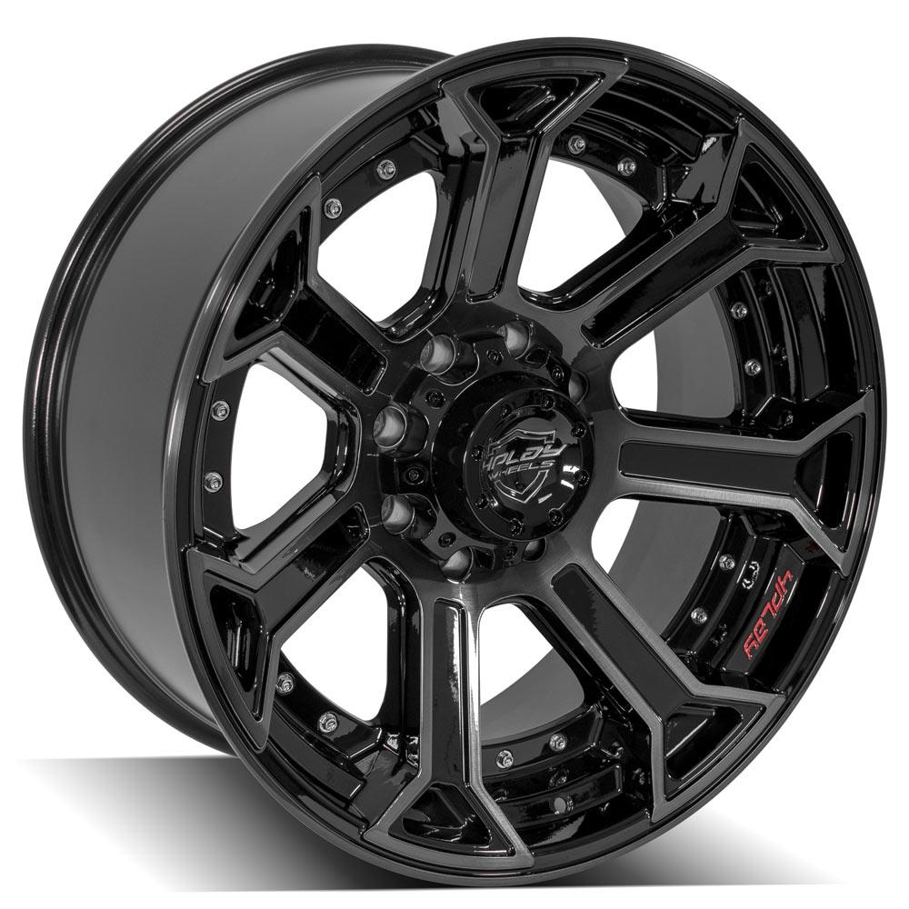 4PLAY Gen2 4P70 22x10 8x180mm -24et in Gloss Black w/ Brushed Face & Tinted Clear