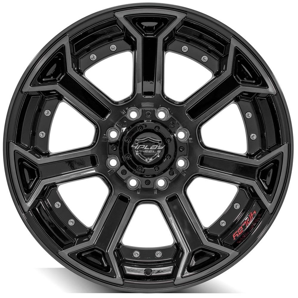 4PLAY Gen2 4P70 22x10 8x6.5" -24et in Gloss Black w/ Brushed Face & Tinted Clear