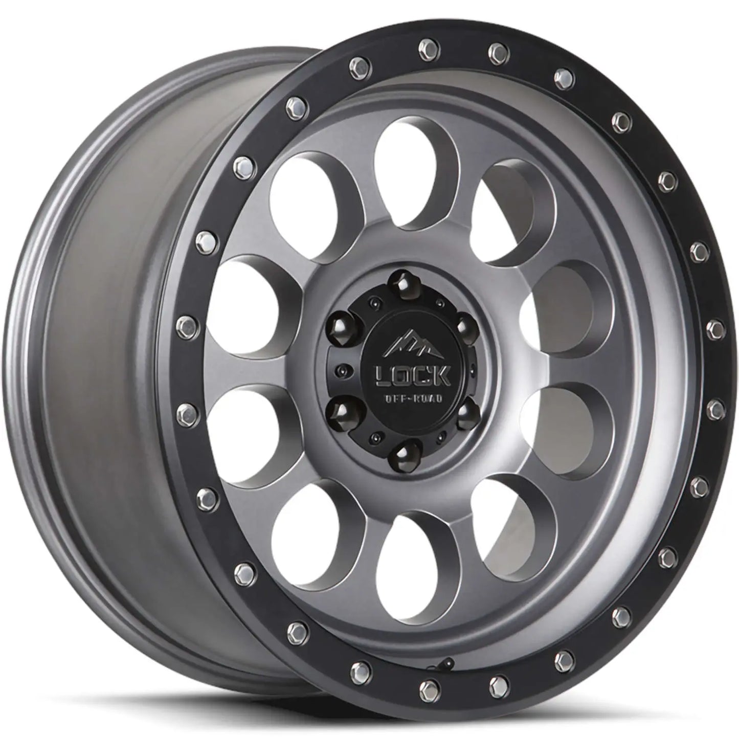 LOCK OFFROAD 50CAL 20X9 12 6X139.7 MATTE GREY W MATTE BLACK RING