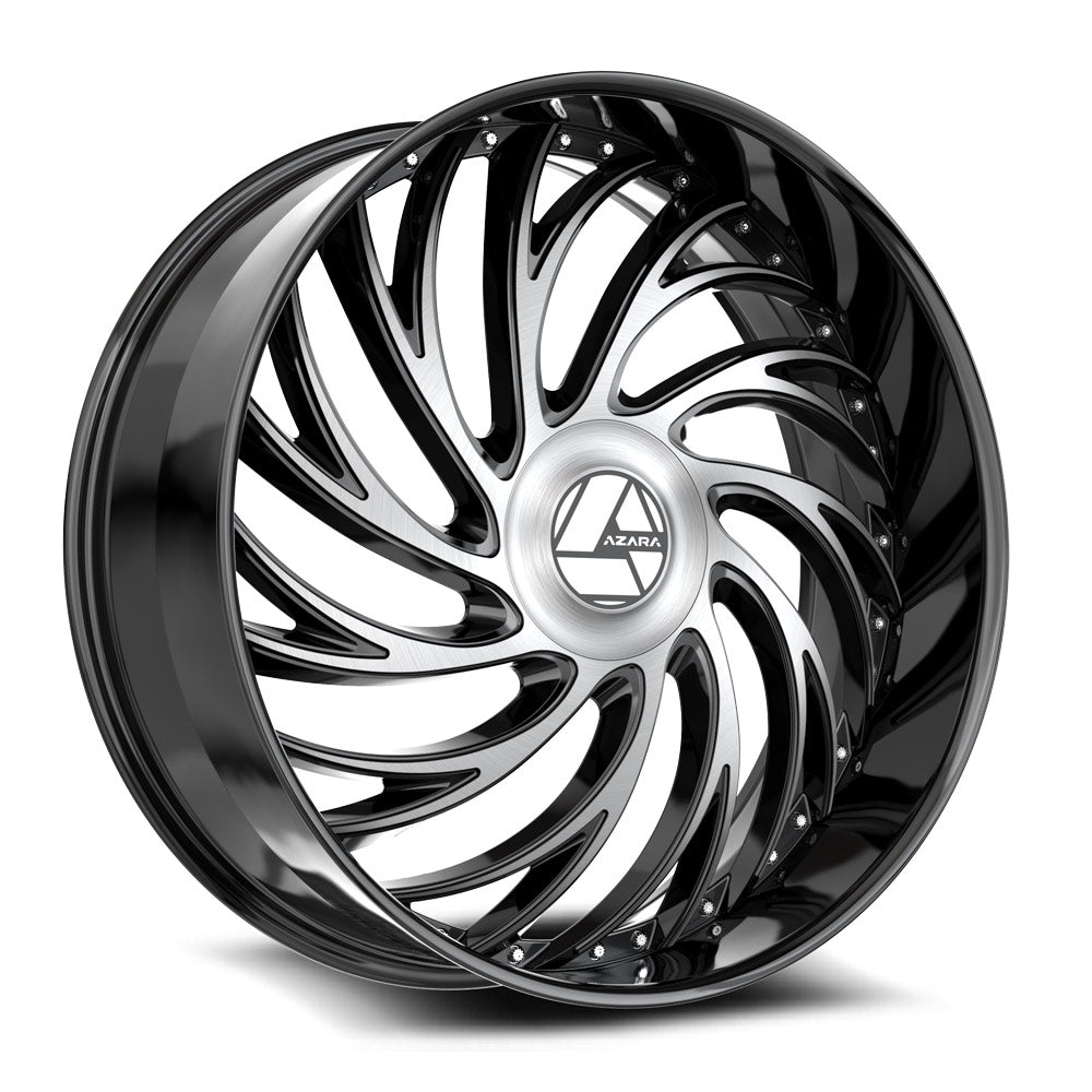 AZARA AZX-101 24X9.0 15 5X115/5X120 GLOSS BLACK & MACHINED
