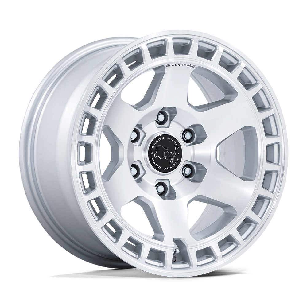 BLACK RHINO HARD ALLOYS BR022 BAHARI 17x8.5 -10 5x127 GLOSS SILVER W/ MACHINED FACE