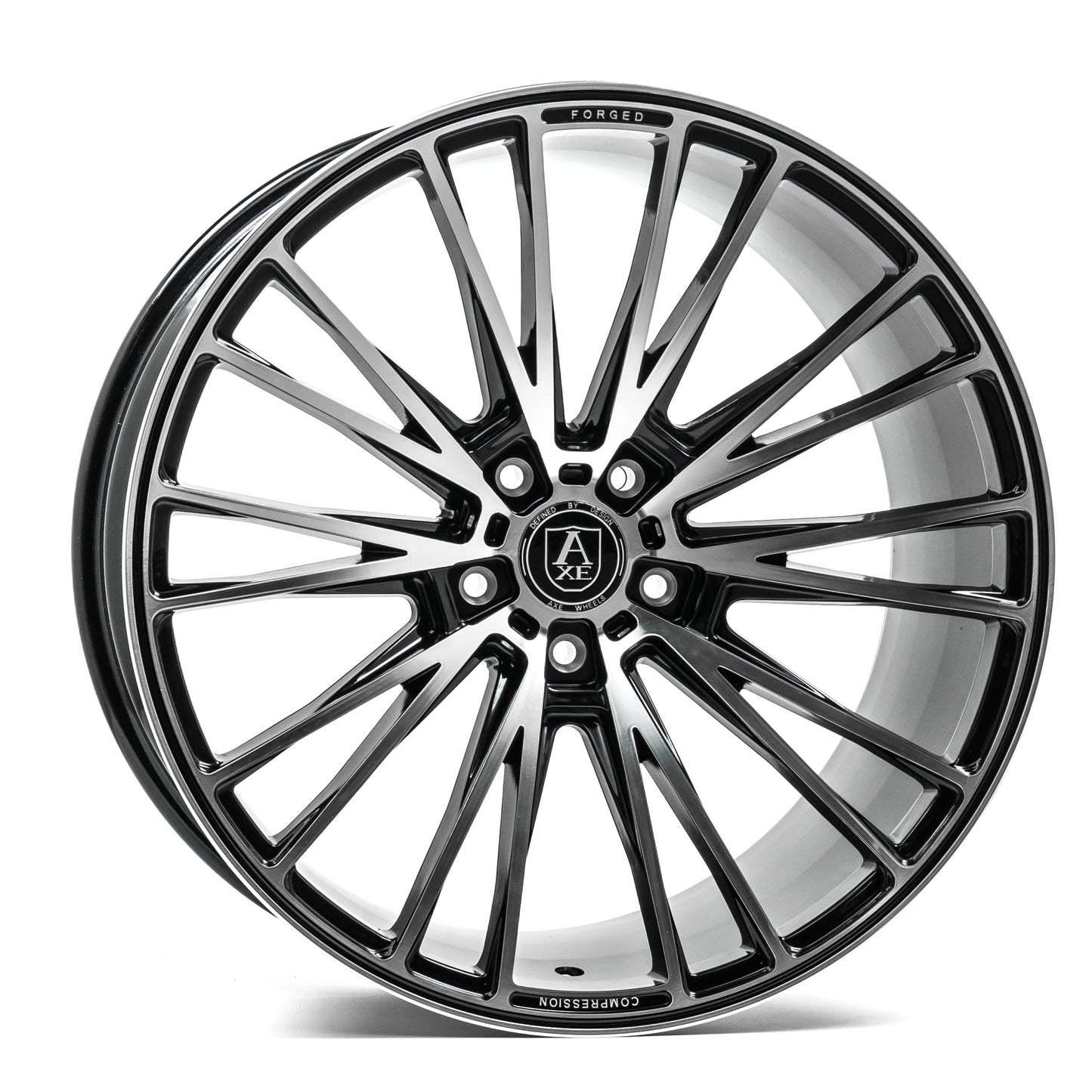 AXE CF2 22x9 35 5x108 BLACK AND POLISHED FACE