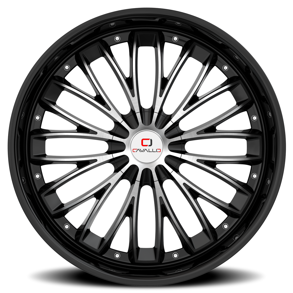 CAVALLO CLV-42 20X8.5 35 5X108/5X114.3 GLOSS BLACK & MACHINED