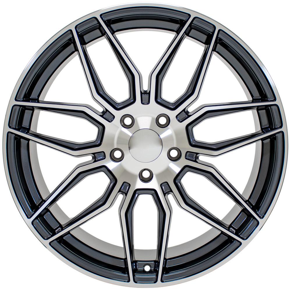 20" Replica Wheel CV03D Fits Chevrolet C8 Corvette 20x11 Gunmetal Machined Wheel