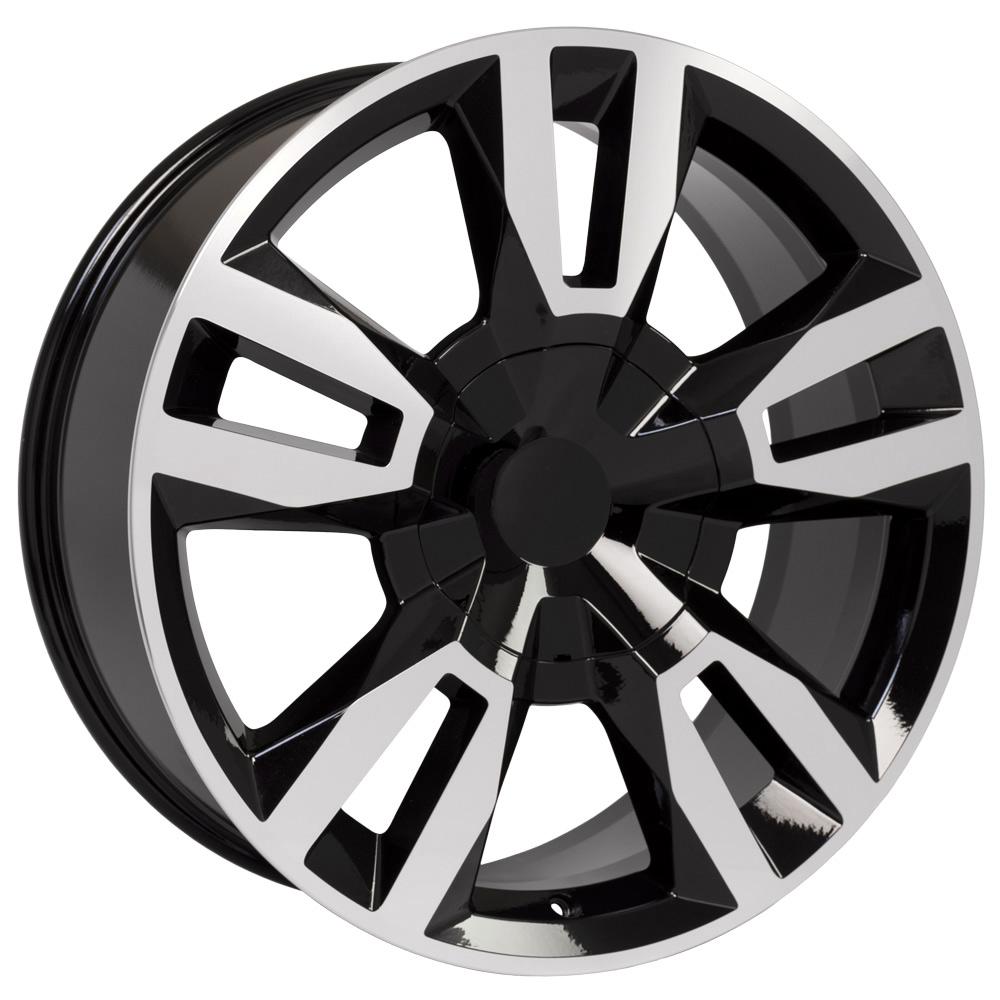 22" Replica Wheel CV40 Fits Chevrolet Tahoe 22x9 Black Mach'd Wheel