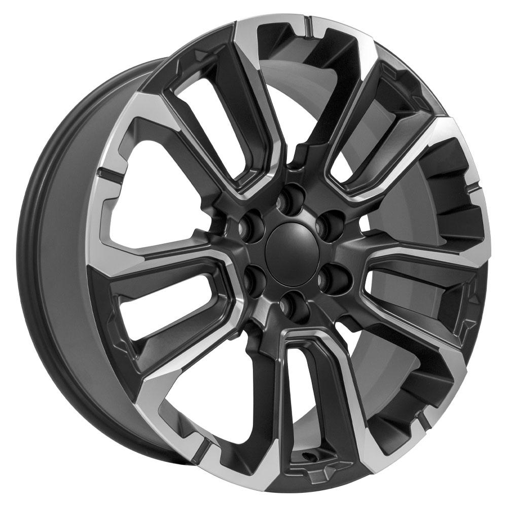 22" Replica Wheel CV68 Fits Chevrolet Suburban 1500 22x9 Satin Black with Milled Edge Wheel