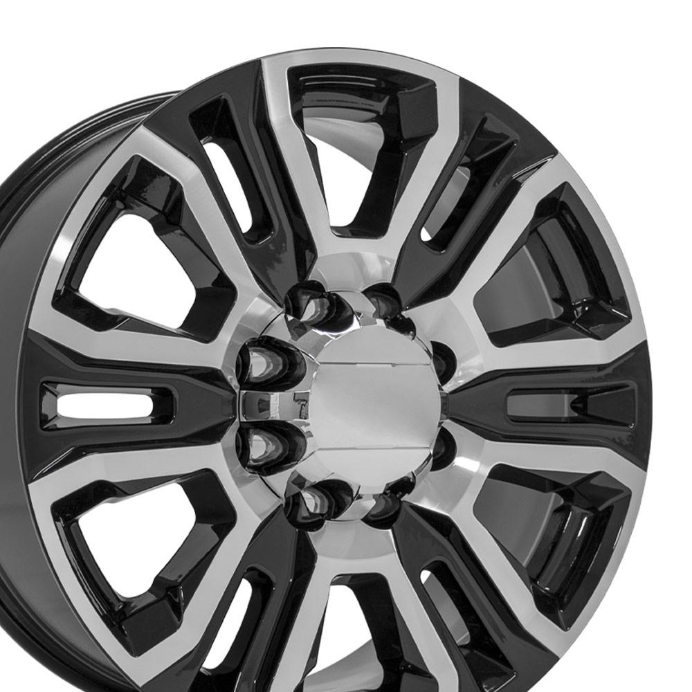 20" Replica Wheel CV70B Fits GMC Sierra 2500 3500 HD Denali 20x8.5 Black Machined Wheel