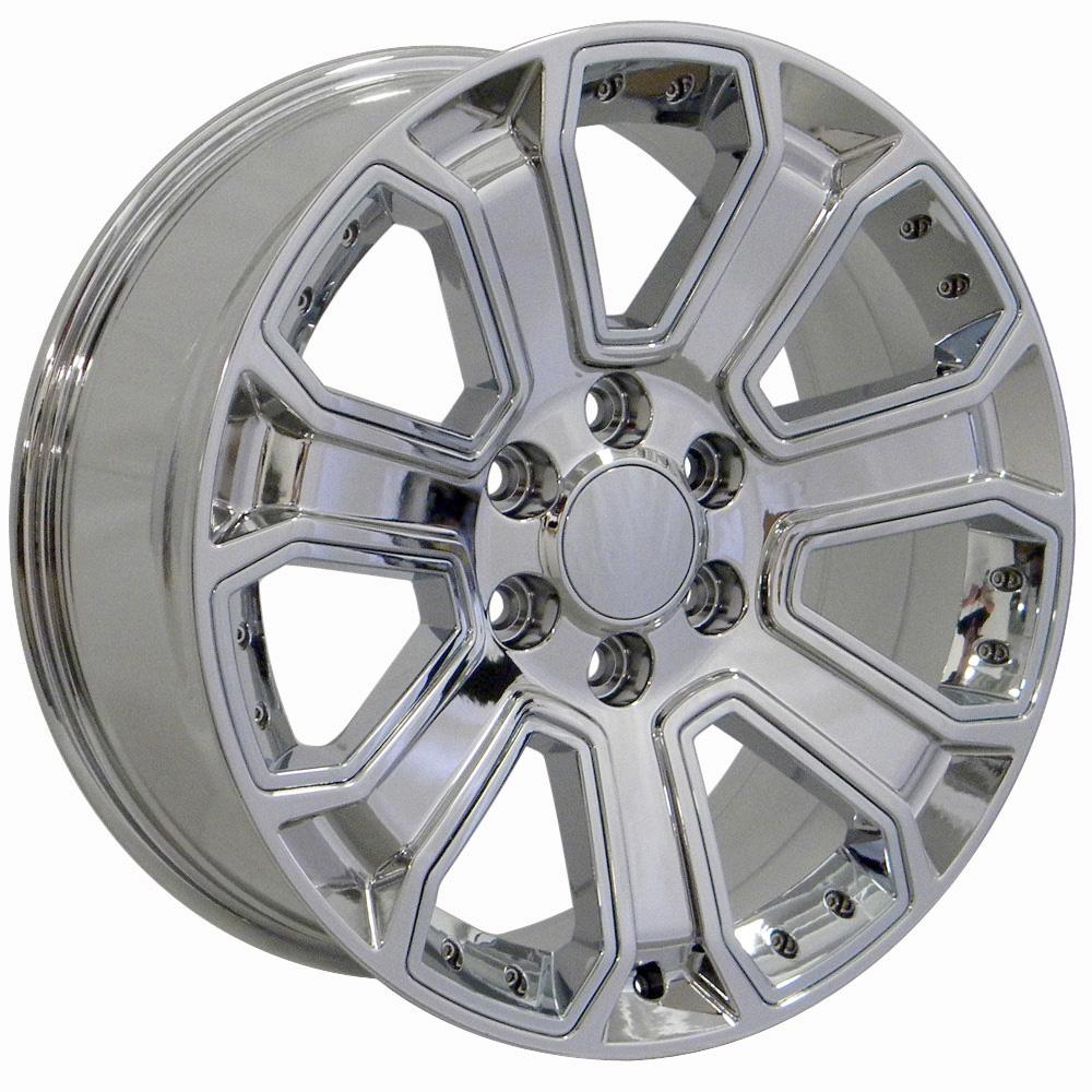22" Replica Wheel CV93B Fits Chevy Silverado 22x9 Chrome with Chrome Insert Wheel