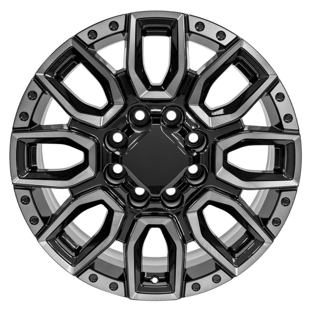 20" Replica Wheel CV97B Fits GMC Sierra 2500/3500 20x8.5 Black Milled Edge with Tinted Clear Wheel