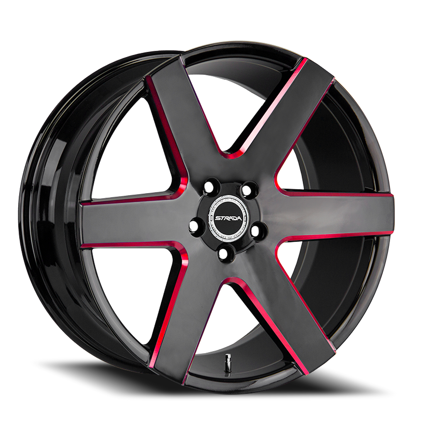 STRADA S60 CODA 24X10 15MM 5X115 GLOSS BLACK CANDY RED MILLED | S60451515GBMLR