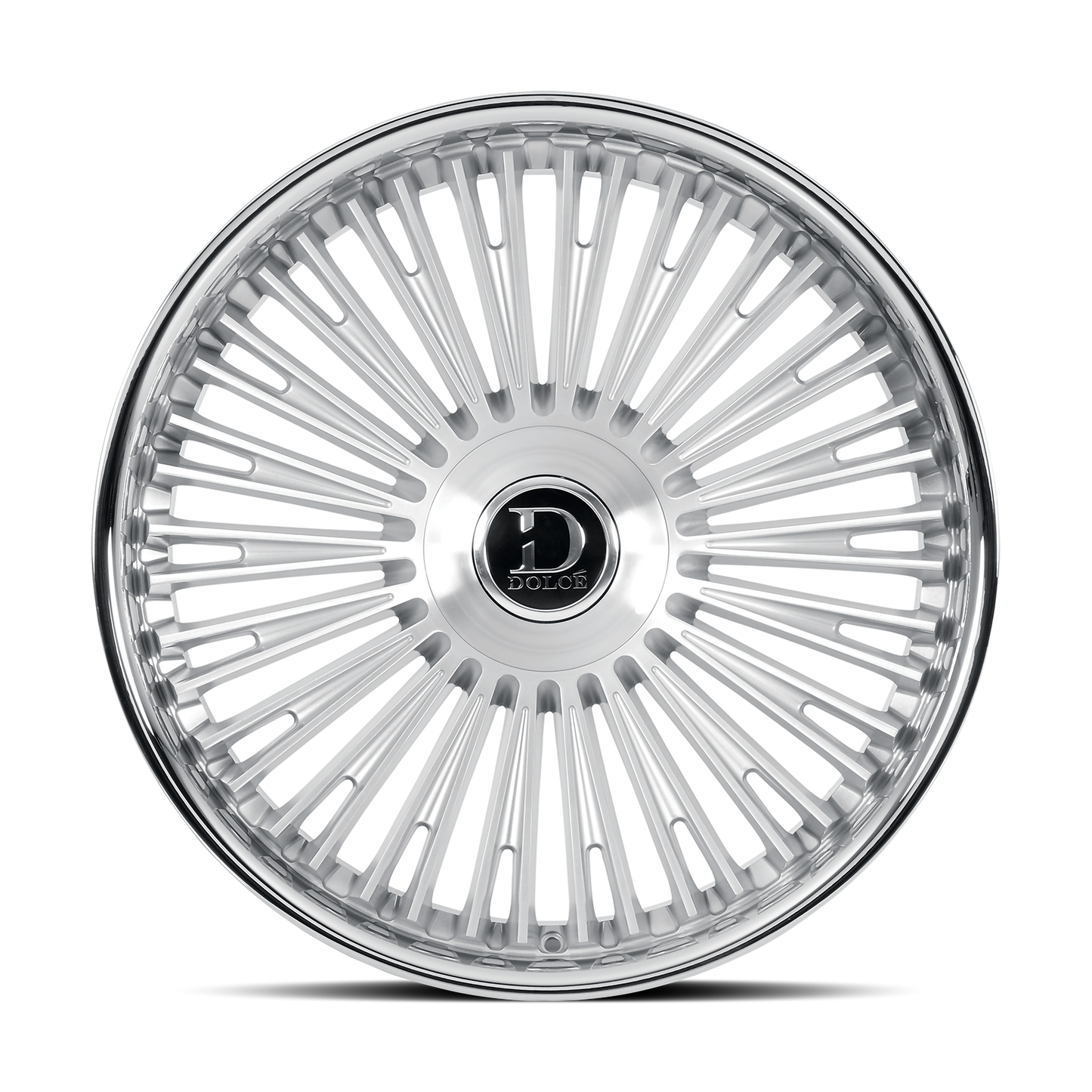 DOLCE LUXURY RAZZO 22X9.5 18 6X135/139.7 GLOSSY SLIVER BRUSH FACE STAINLESS LIP