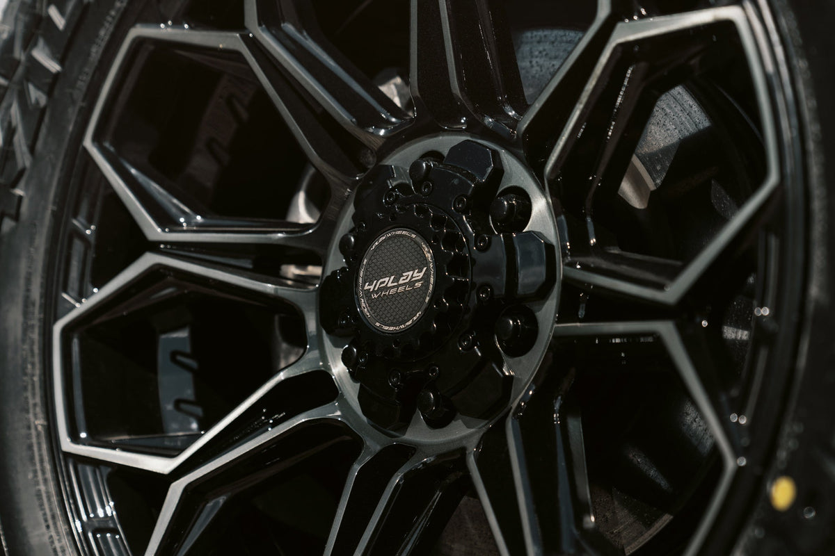 SET OF 4 WHEEL & TIRE PACKAGE | 4Play 4P83 20x10 -18 6x135/6x139.7 Gloss Black | 33x12.50R20 SureTrac Wide Climber R/T I
