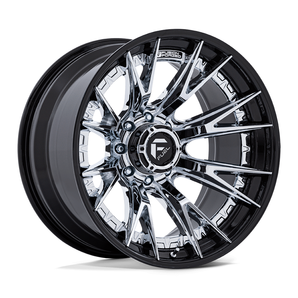 Fuel 1Pc FC402 CATALYST - 22x10 -18mm 8x165.1 CHROME W/ GLOSS BLACK LIP Wheel | FC402PB22108018N