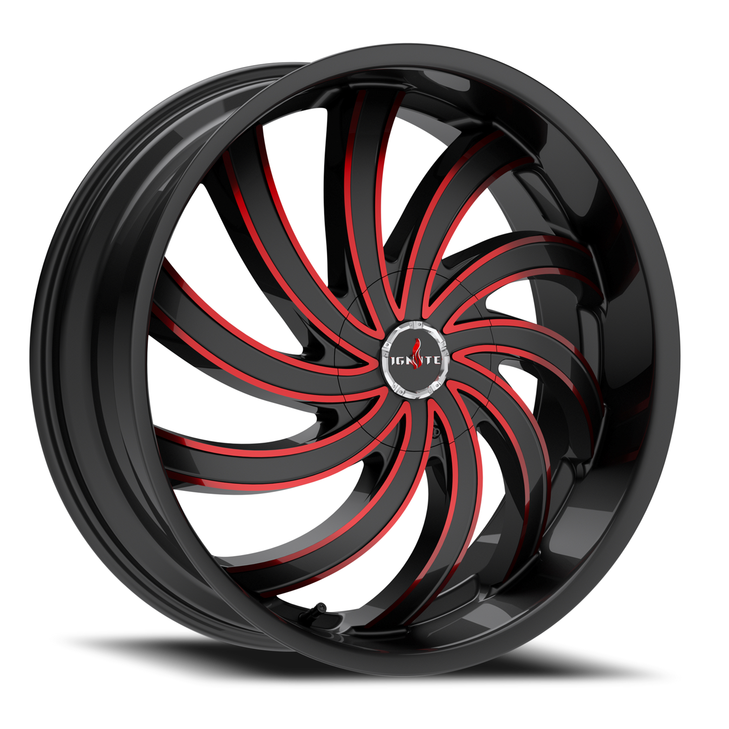 IGNITE G04 FLAME 22X9.5 15MM 5X115/5X120 GLOSS BLACK CANDY RED MILLED | G0429551615GBMLR