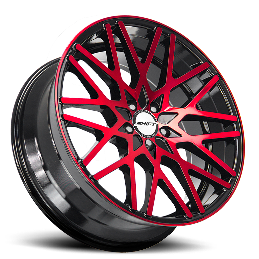 SHIFT H32 FORMULA 18X8 35MM 5X100/5X114.3 GLOSS BLACK CANDY RED MACHINE | H32850035GBMR