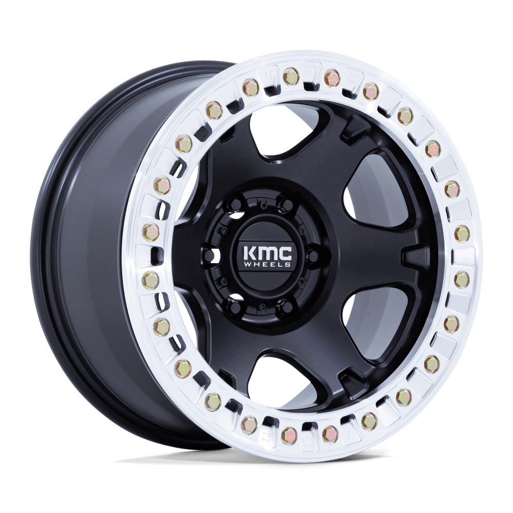 KMC KM238 VI BEADLOCK 17x9 -38 6x139.7 SATIN BLACK W/ MACHINED RING