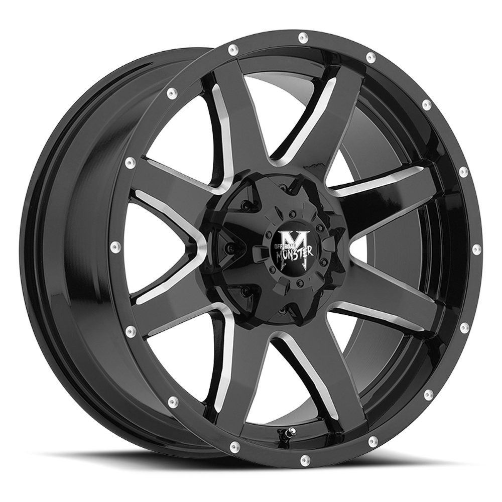 OFF ROAD MONSTER M08 M08 22X12 NEG 44MM 8X165.1/8X170 GLOSS BLACK MILLED | M08212867N44GBML