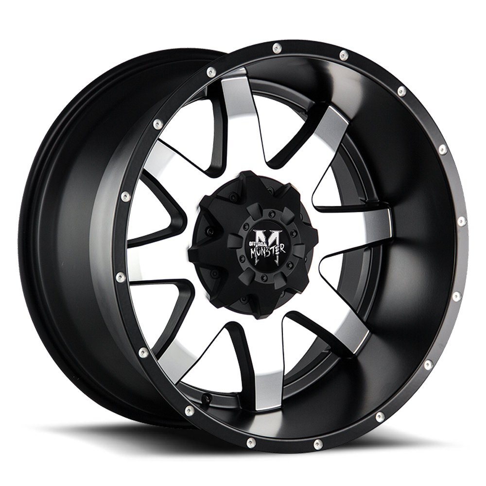 OFF ROAD MONSTER M08 M08 22X12 NEG 44MM 8X165.1/8X170 FLAT BLACK MACHINED | M08212867N44BM
