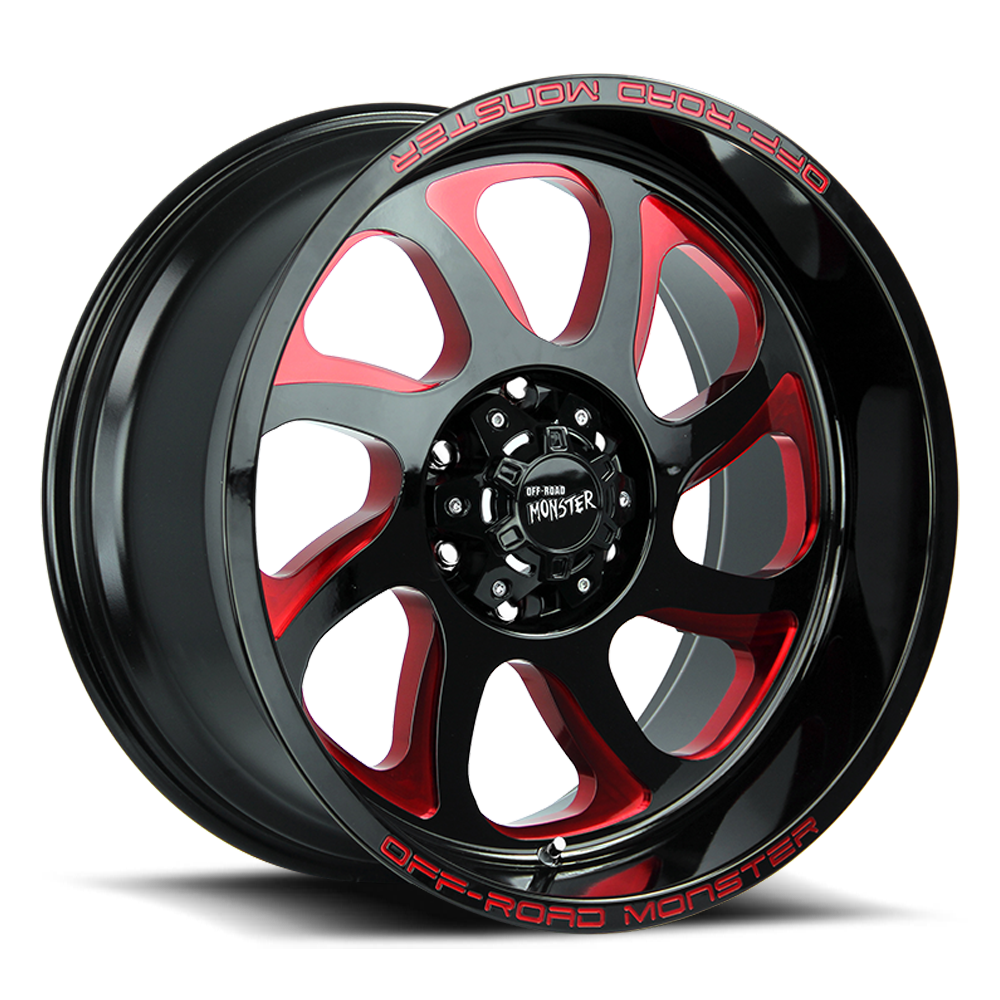 OFF ROAD MONSTER M22 M22 22X12 NEG 44MM 5X127 GLOSS BLACK CANDY RED MILLED | M22212527N44GBMLR
