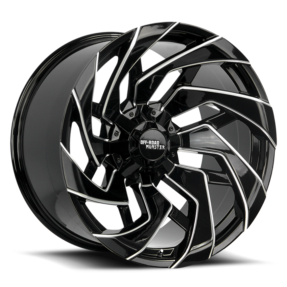 OFF ROAD MONSTER M24 M24 22X12 NEG 44MM 8X165.1/8X170 GLOSS BLACK MILLED | M24212867N44GBML