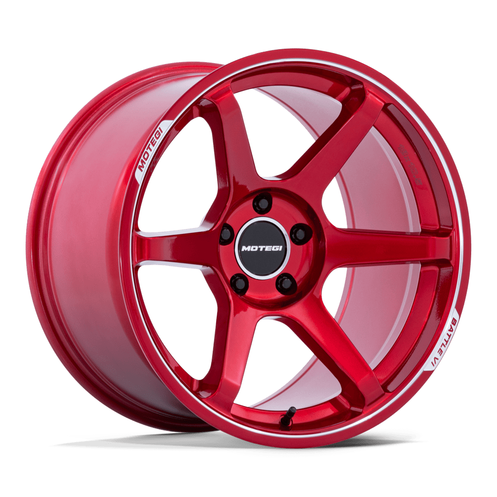 MOTEGI MR160 BATTLE VI 18X8.5 30 5X100 CHERRY RED METALLIC W/ MCH LIP