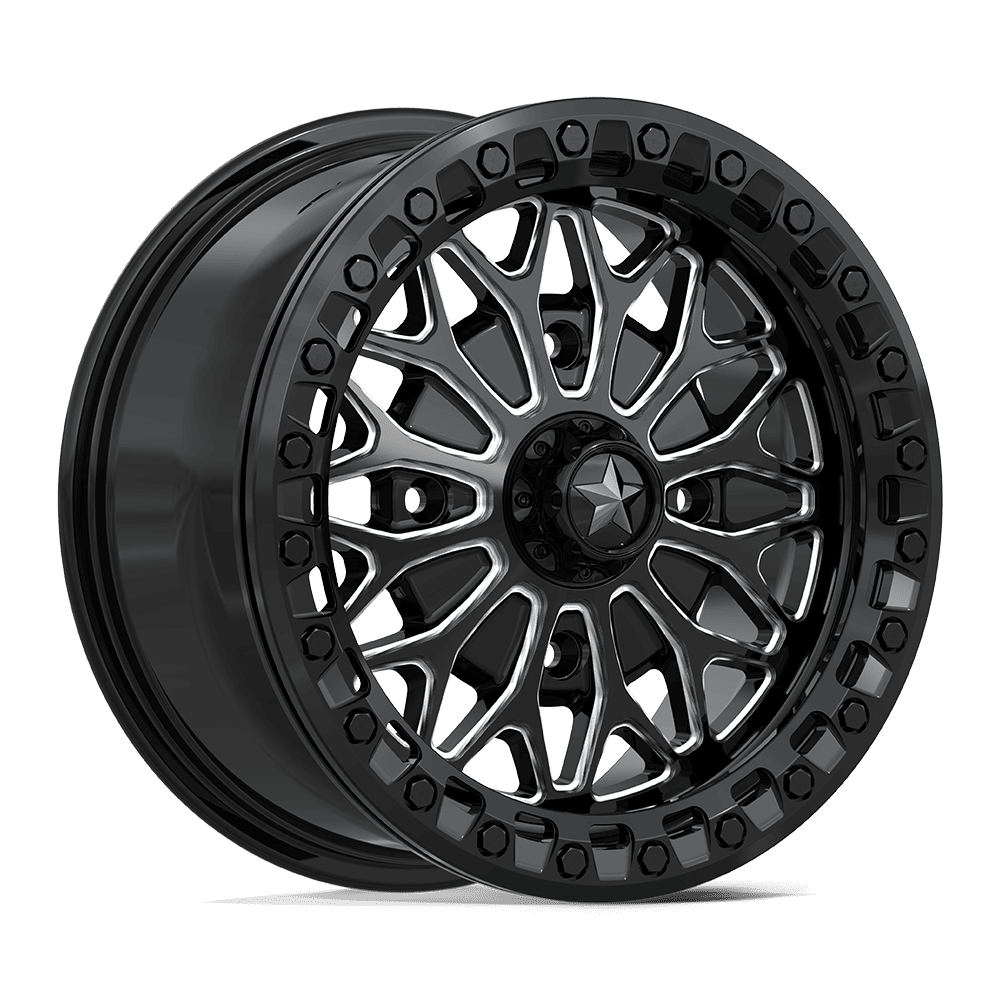 MSA OFFROAD WHEELS MA53 BOLO UTV BEADLOCK 15X7 38 4X156 GLOSS BLACK MILLED