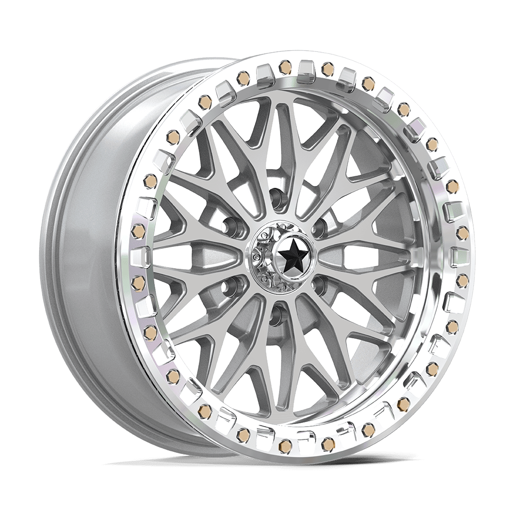 Msa Offroad Wheels MA53 BOLO UTV BEADLOCK - 18x7 10mm 6x139.7 GLOSS SILVER W/ MACHINED FACE Wheel | MA053SD18706U10