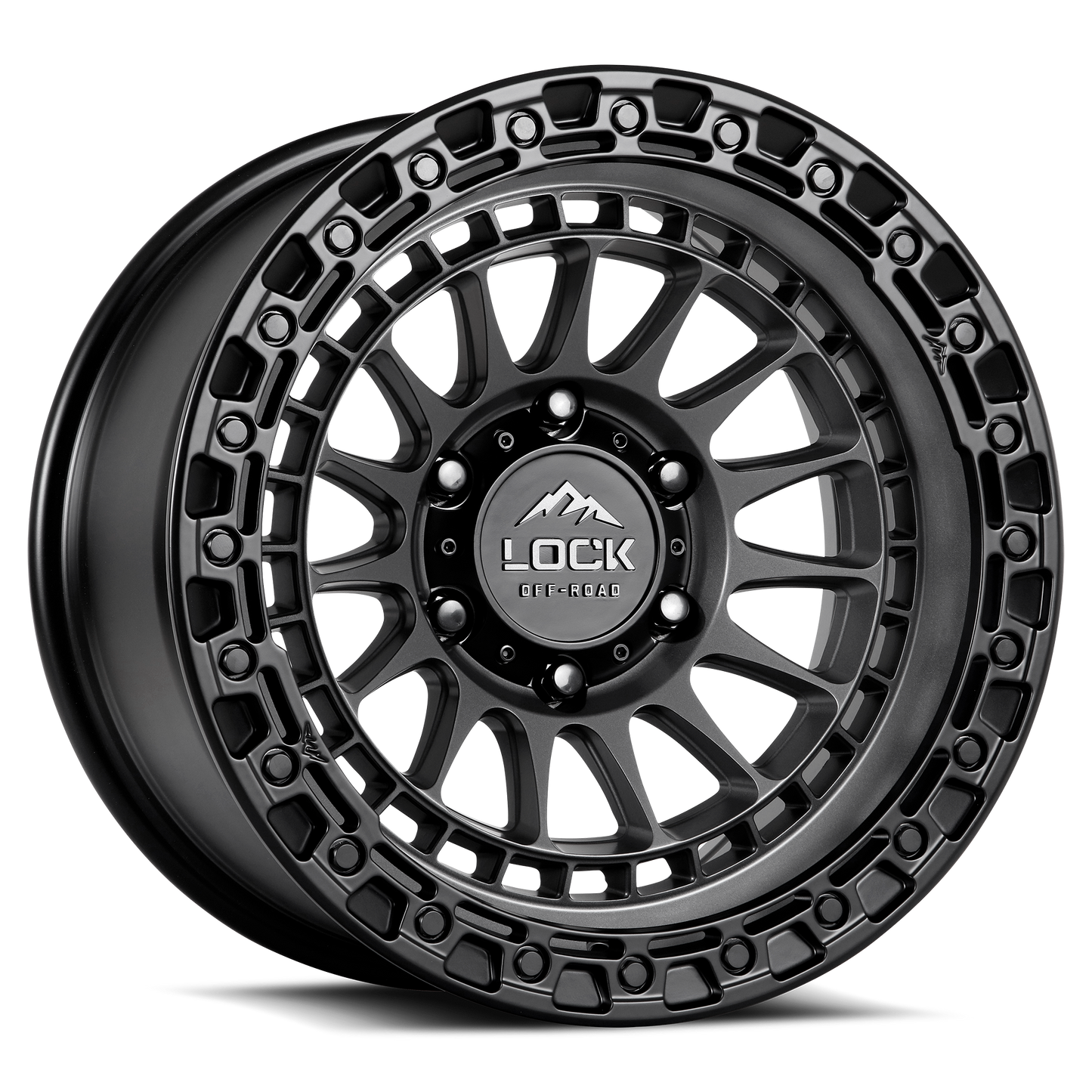 LOCK OFFROAD MOJAVE 17X8.5 25 6X135 MATTE GREY W MATTE BLACK RING