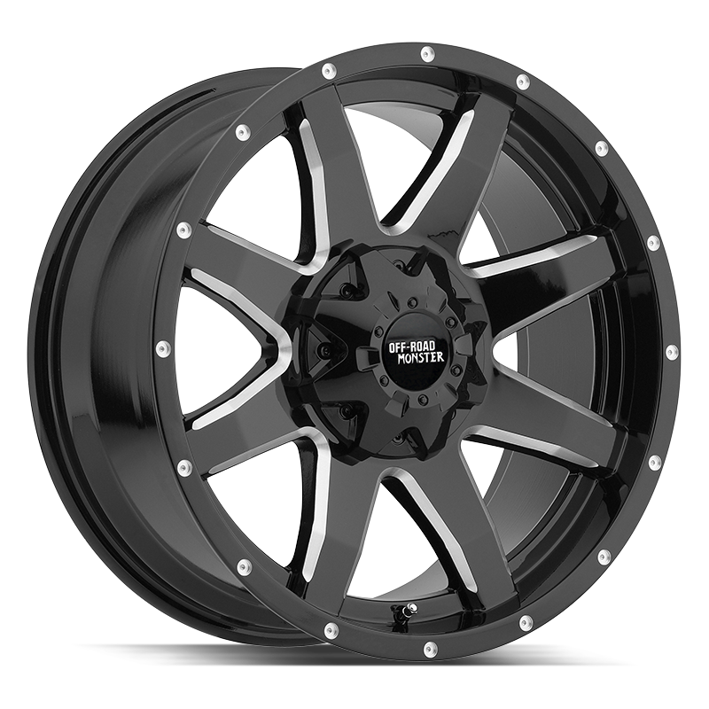 OFF ROAD MONSTER M08 M08 20X12 NEG 44MM 8LUG BLANK GLOSS BLACK MILLED | M08012800N44GBML