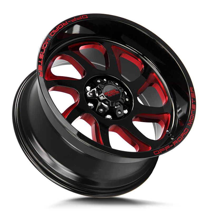 OFF ROAD MONSTER M22 M22 22X12 NEG 44MM BLANK GLOSS BLACK CANDY RED MILLED | M22212000N44GBMLR