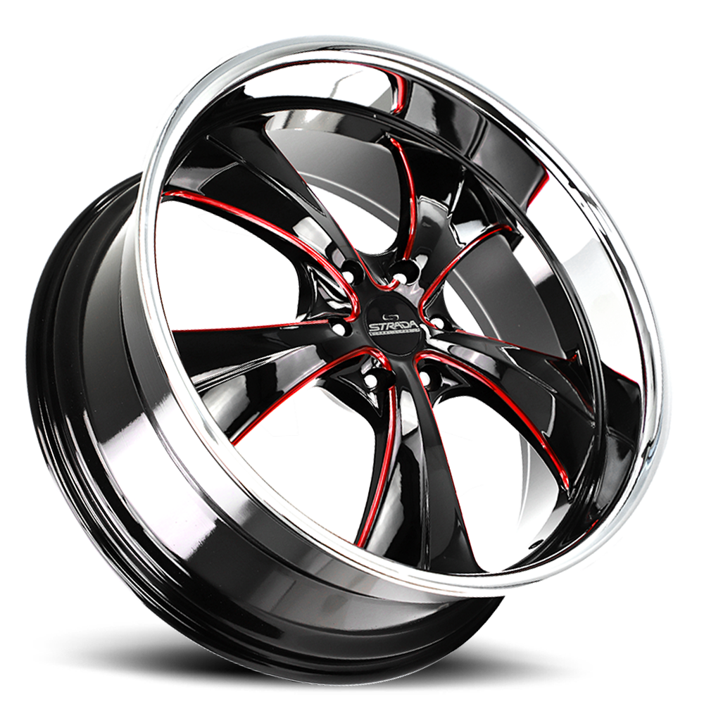 STRADA STREET CLASSICS C02 OLD SKOOL 24X10 24MM 6X139.7 GLOSS BLACK CANDY RED MILLED S | C02463924GBMLRSS