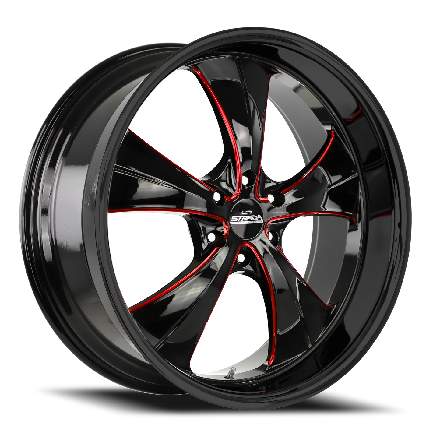 STRADA STREET CLASSICS C02 OLD SKOOL 24X10 15MM 5X115 GLOSS BLACK CANDY RED MILLED | C02451515GBMLR
