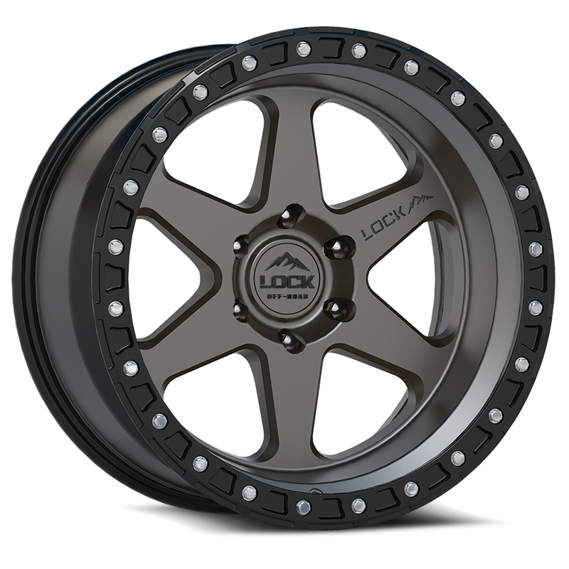 LOCK OFFROAD OLYMPUS 17X9 12 6X139.7 MATTE GREY W MATTE BLACK RING