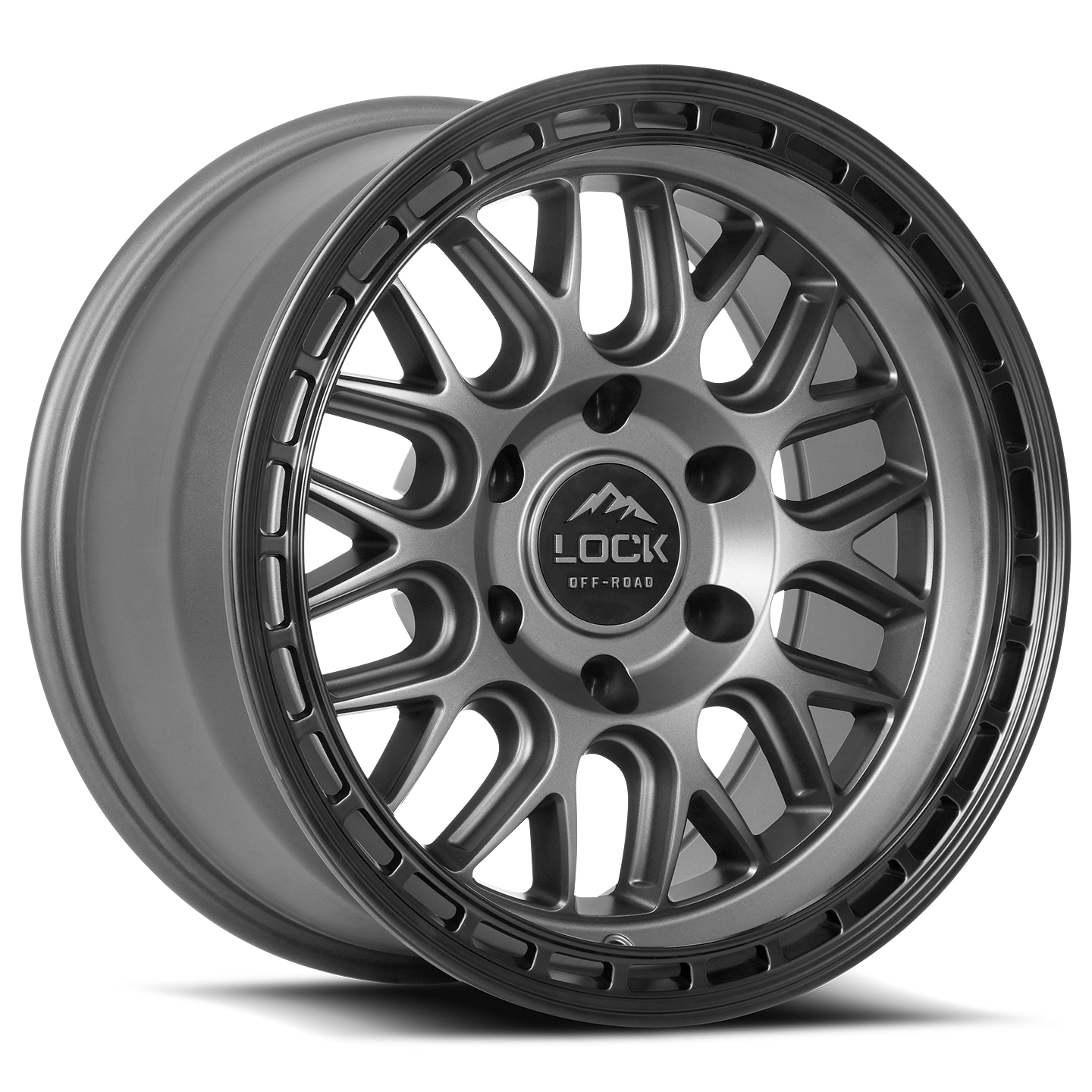 LOCK OFFROAD ONYX 17X9 12 6X139.7 MATTE GREY W MATTE BLACK RING