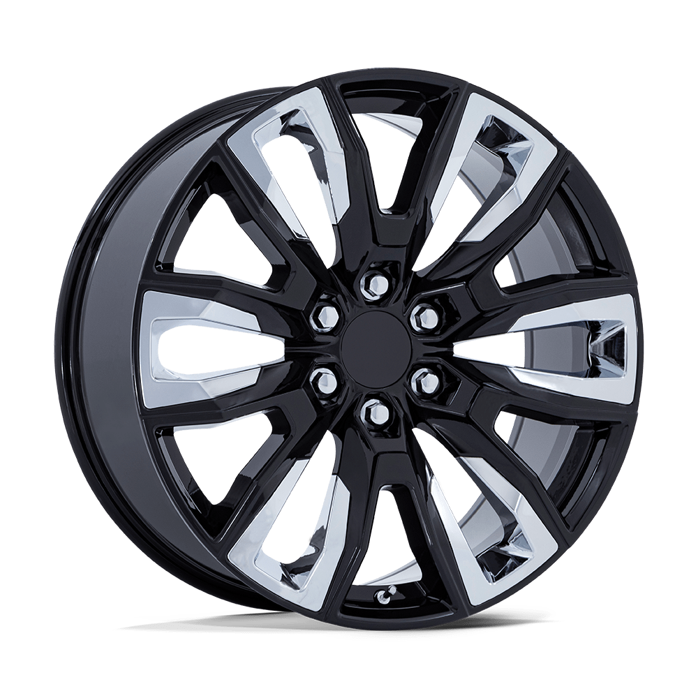PERFORMANCE REPLICAS PR225 24x10 31 6x139.7 GLOSS BLACK W/ CHROME ACCENTS