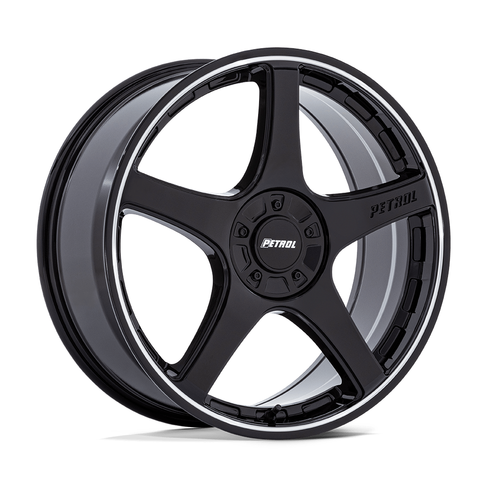 PETROL PE003 P2E 19X8 40 5X108/5X114.3 GLOSS BLACK W/ MACHINED LIP