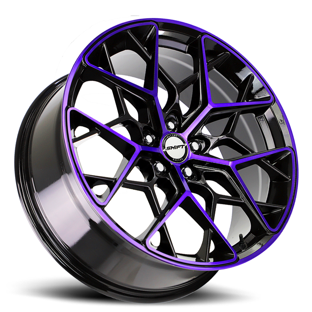 SHIFT H35 PISTON 18X8.5 35MM 5X114.3 GLOSS BLACK PURPLE MACHINED | H35851435GBMP