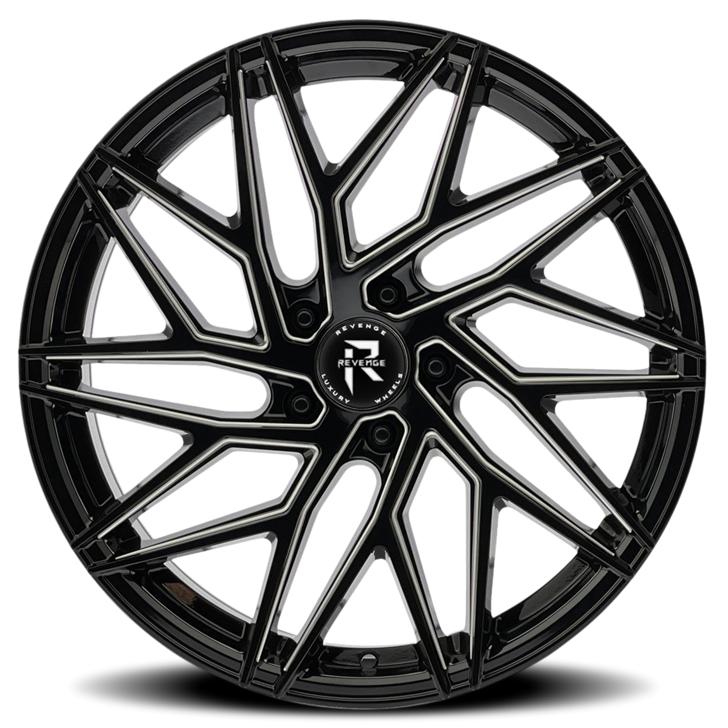 REVENGE LUXURY RL-102 22X9 20 5X115 BLACK MILLED WINDOWS