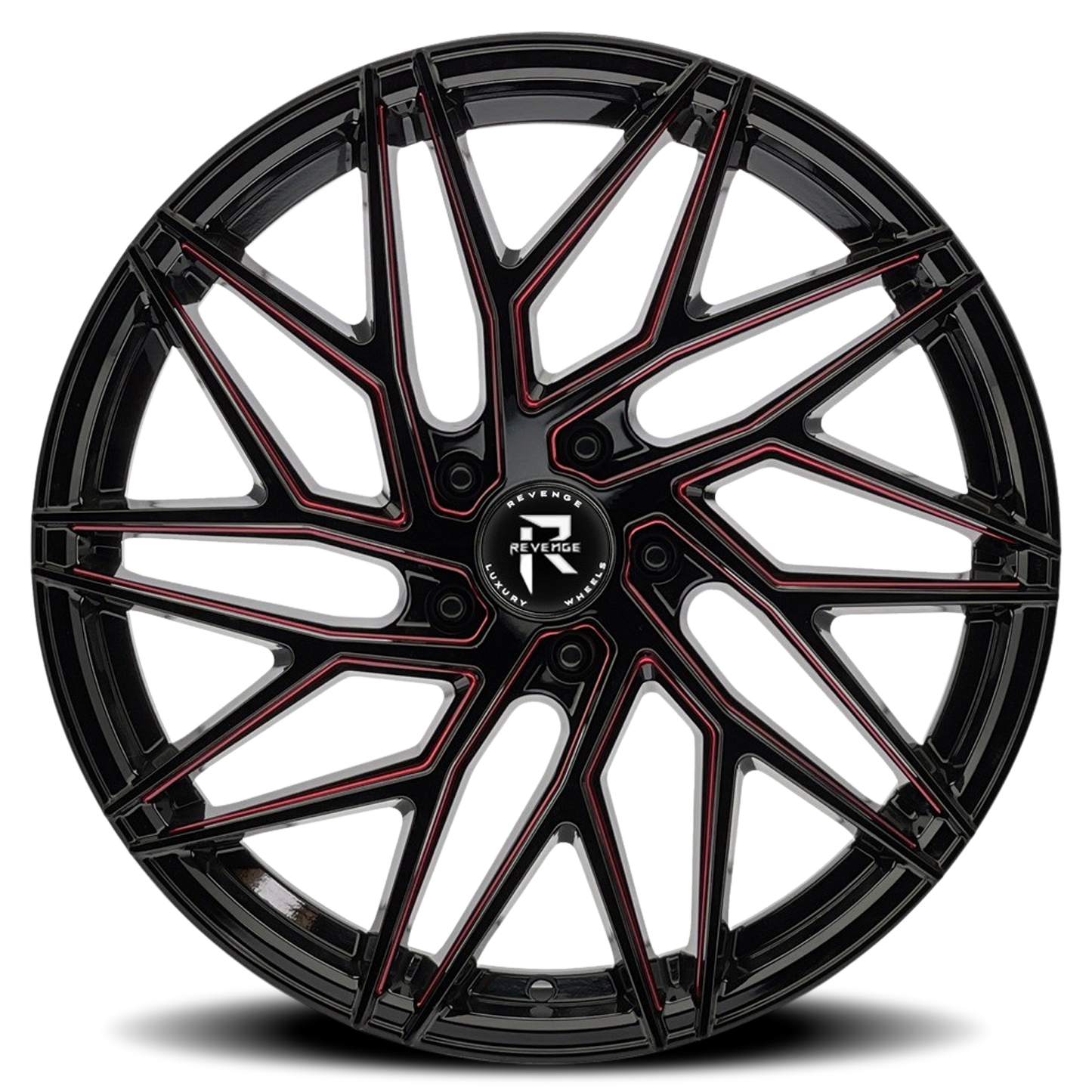 REVENGE LUXURY RL-102 22X9 20 5X115 BLACK RED MILLED