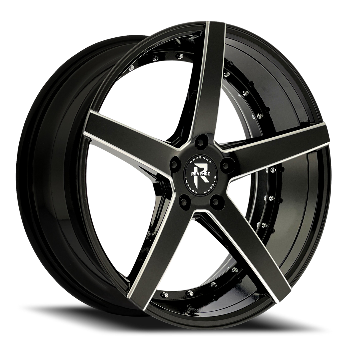 REVENGE LUXURY RL-103 20X8.5 35 5X114.3 BLACK MILLED WINDOWS