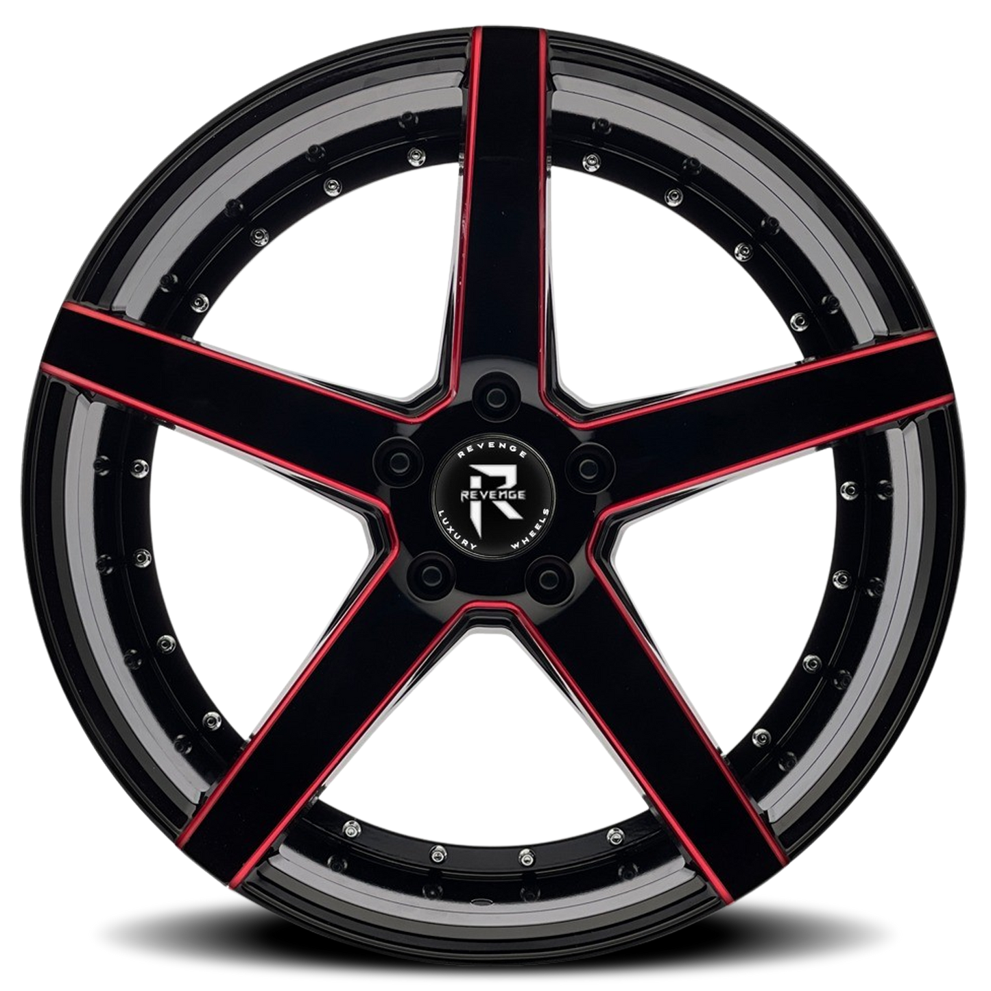 REVENGE LUXURY RL-103 20X8.5 35 5X114.3 BLACK RED MILLED