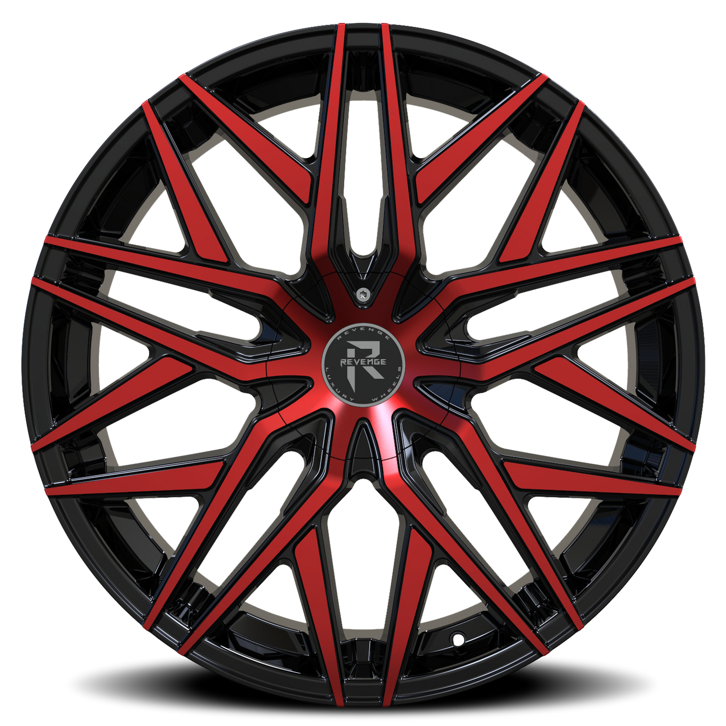 REVENGE LUXURY RL-104 18X8 35 5X108/5X114.3 BLACK RED FACE