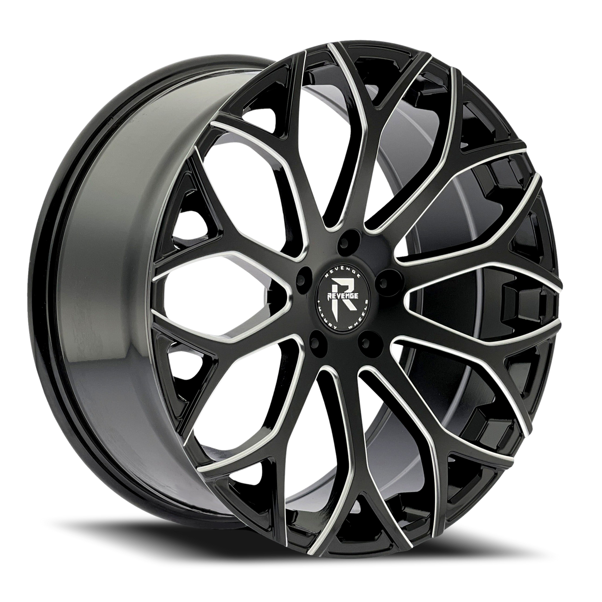REVENGE LUXURY RL-105 22X9 35 5X114.3 BLACK MILLED WINDOWS