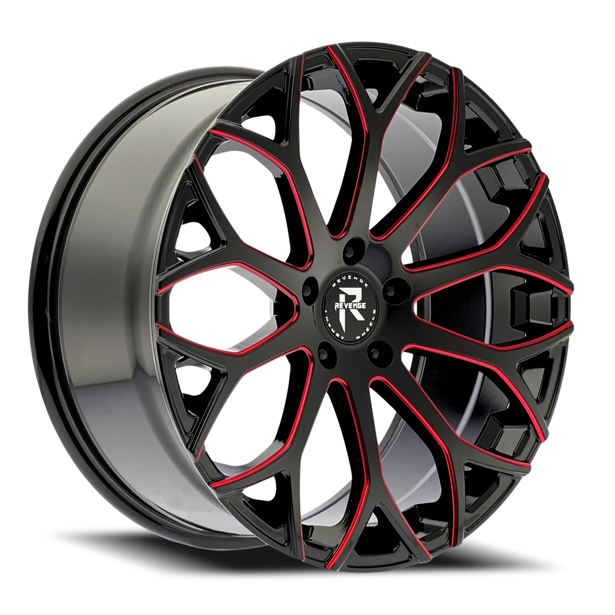 REVENGE LUXURY RL-105 22X9 35 5X114.3 BLACK RED MILLED