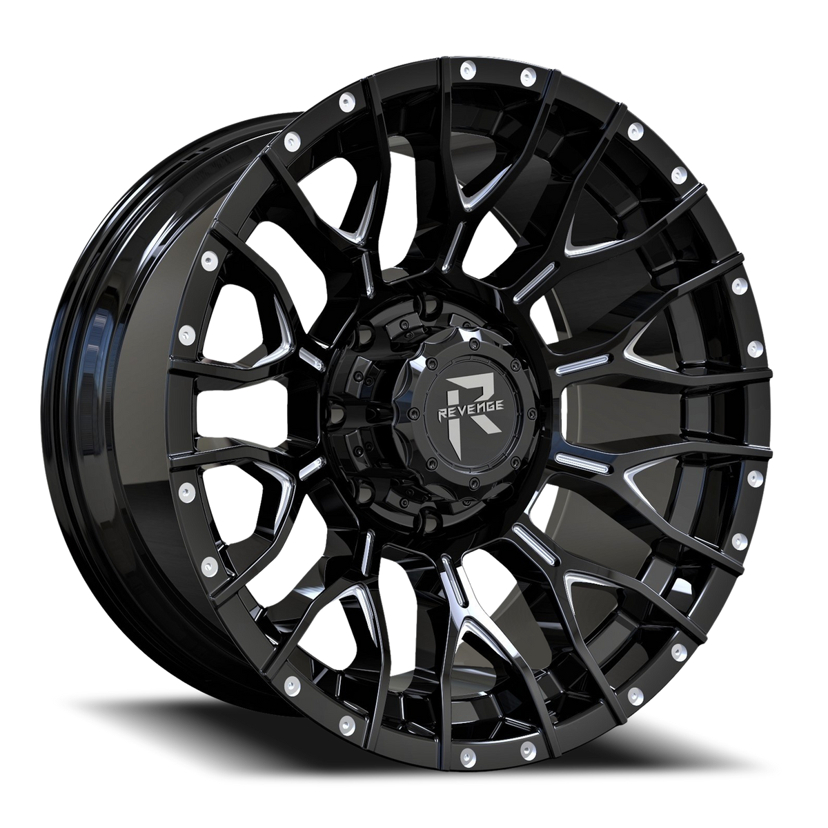 REVENGE OFFROAD RV201 22X12 -44 8X170 BLACK MILLED