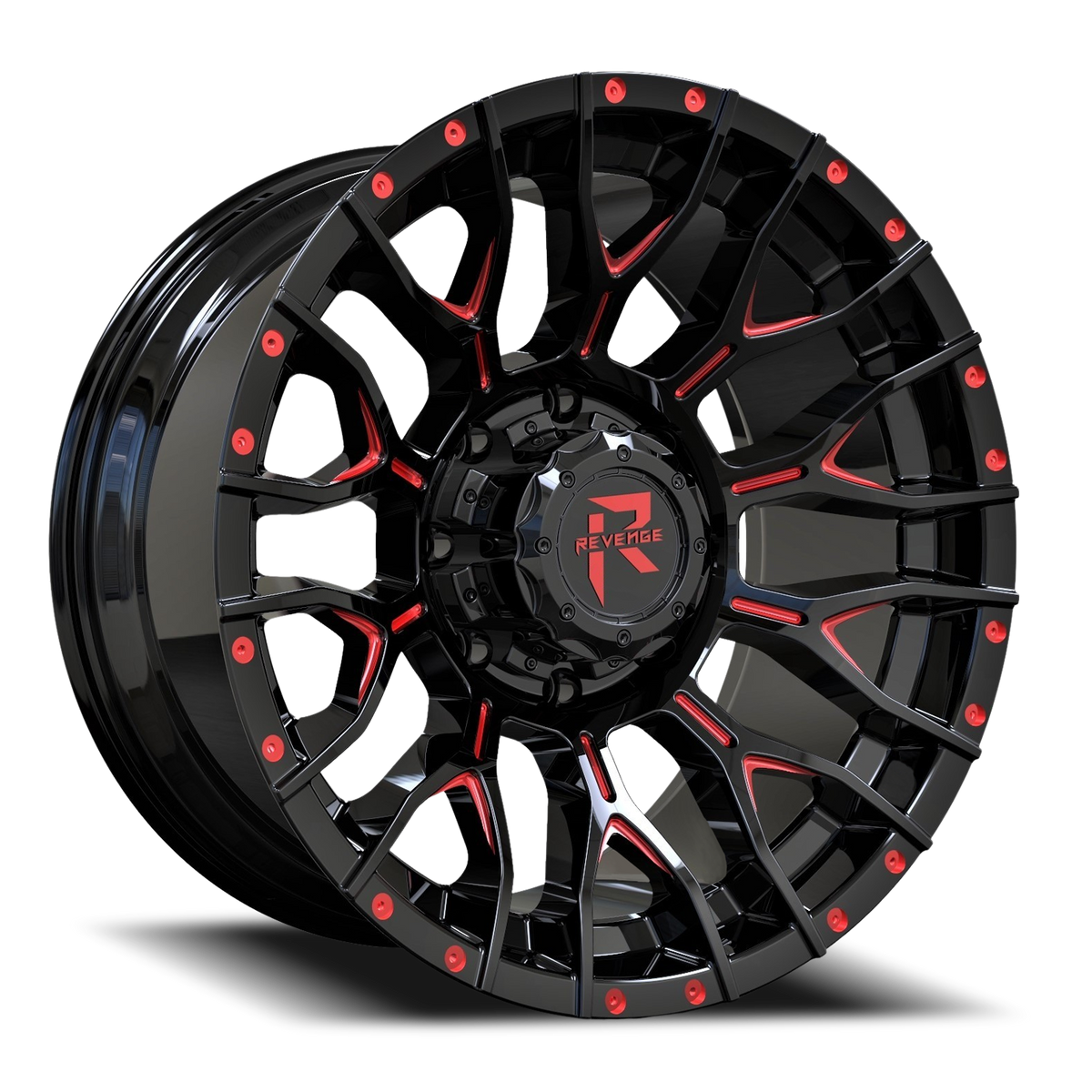 REVENGE OFFROAD RV201 22X12 -44 8X165.1 BLACK RED MILLED
