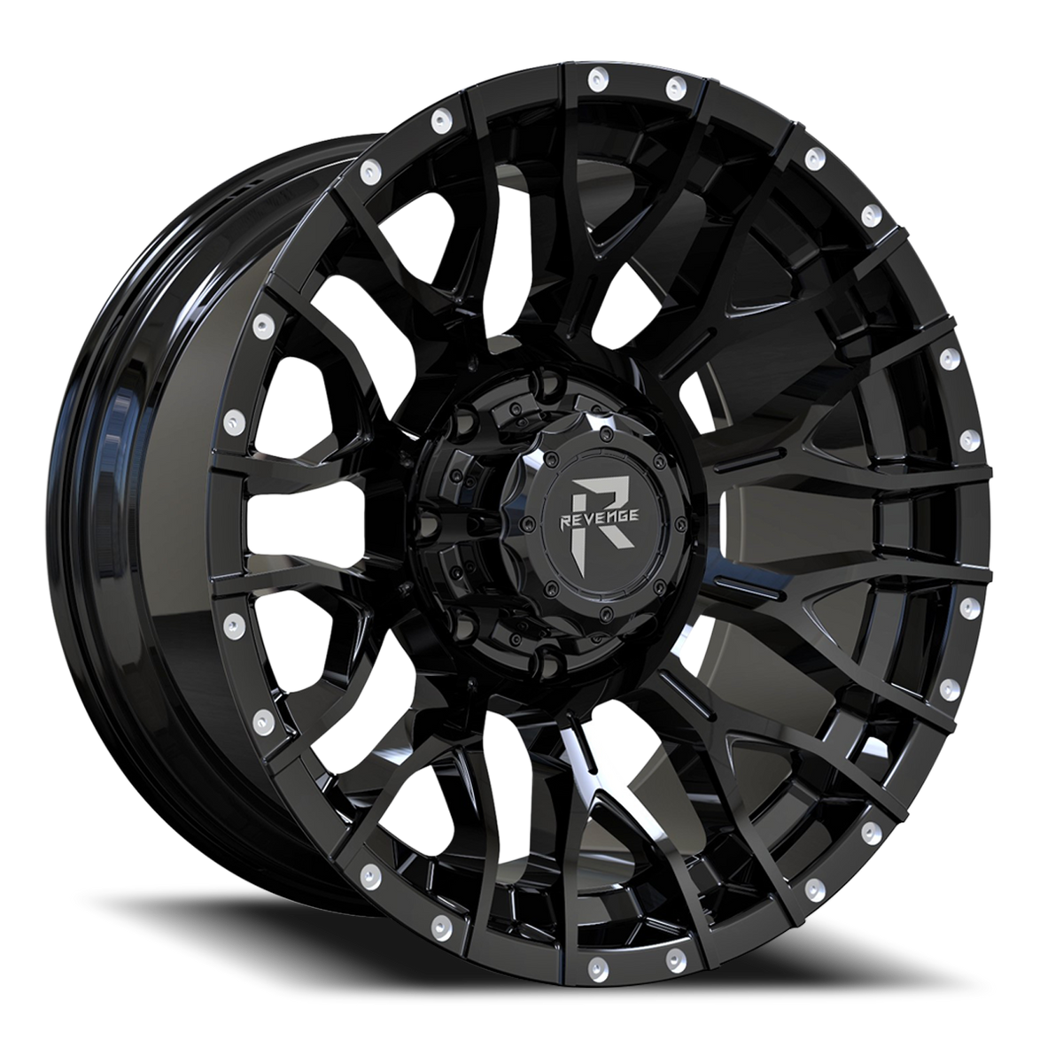 REVENGE OFFROAD RV201 20X9 0 8X170 SATIN BLACK RIVETS