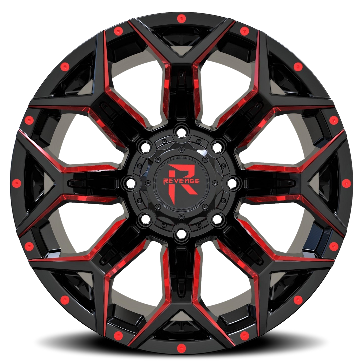 REVENGE OFFROAD RV202 22X12 -44 6X135/6X139.7 BLACK RED MILLED
