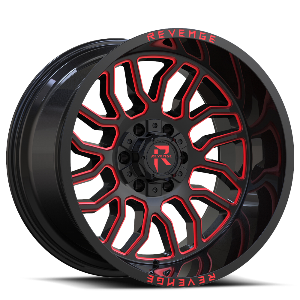 REVENGE OFFROAD RV205 22X12 -44 6X135/6X139.7 BLACK RED MILLED